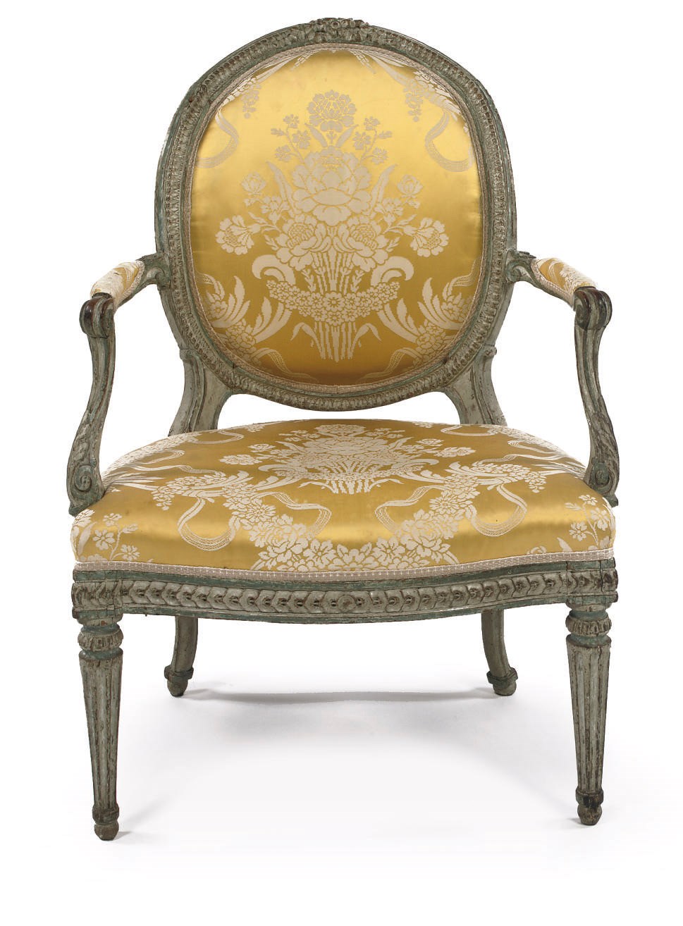 A LOUIS XVI WHITE AND GREY-PAINTED FAUTEUIL