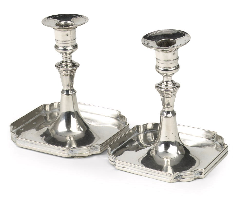 A pair of Austrian silver candlesticks
