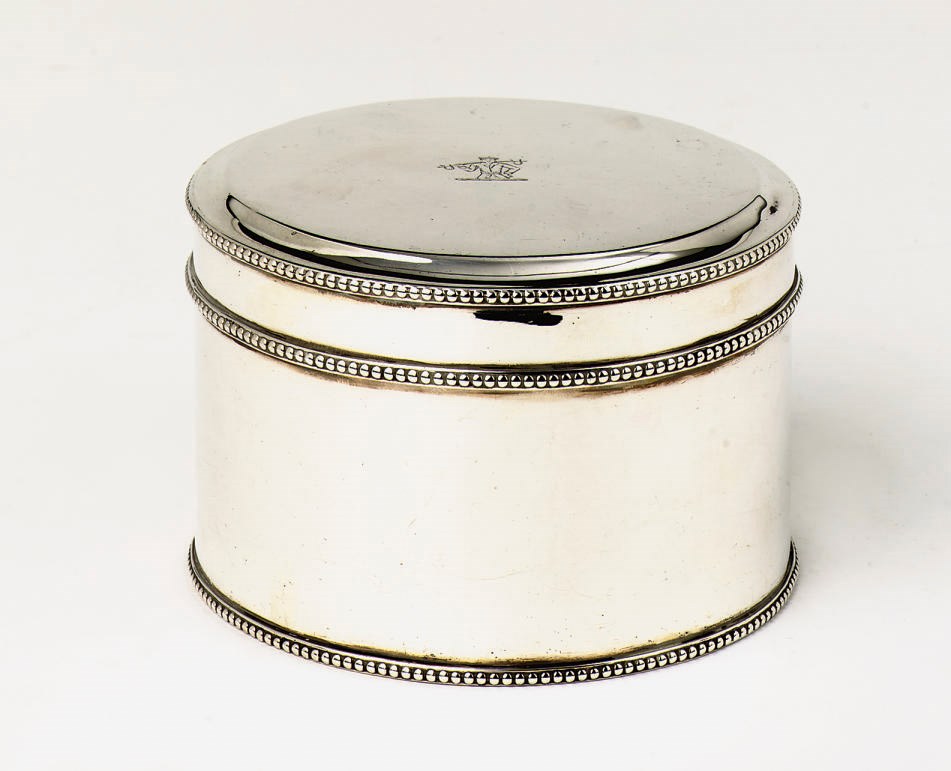 A Dutch silver circular biscuit box