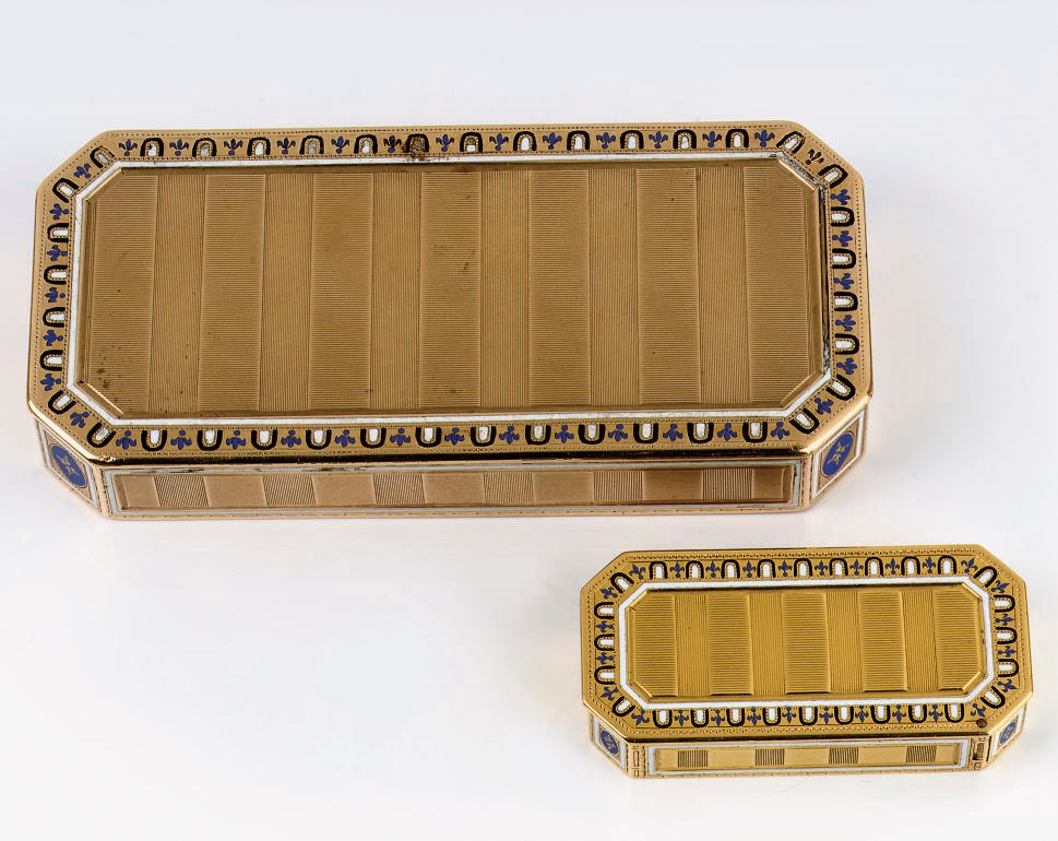 A Swiss gold and enamelled cigarette case with a later French matchbox