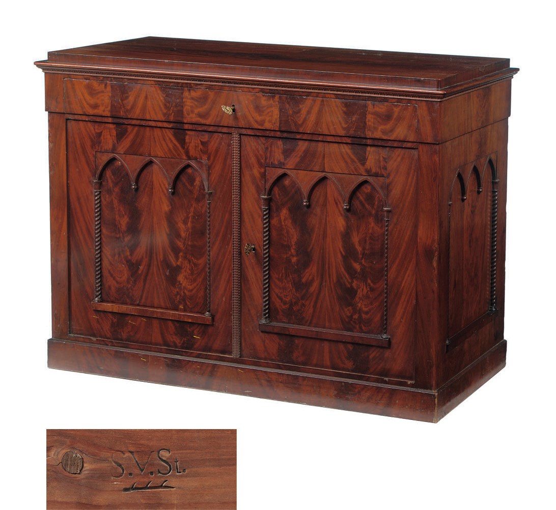 A SOUTH GERMAN MAHOGANY SIDEBOARD