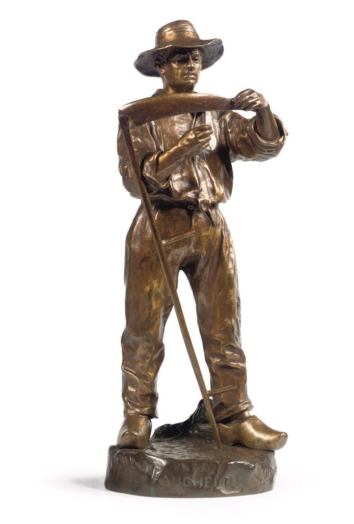 A BRONZE FIGURE OF A MOWER ENTITLED 'FAUCHEUR'