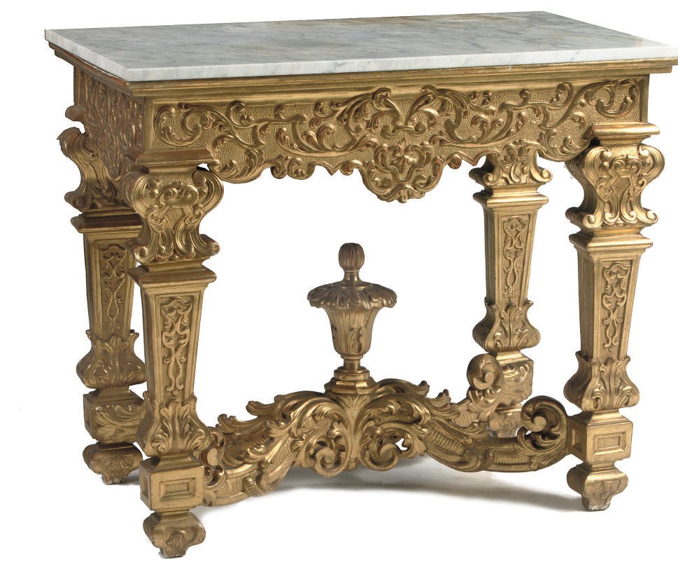 A NORTH-EUROPEAN GILTWOOD CONSOLE TABLE