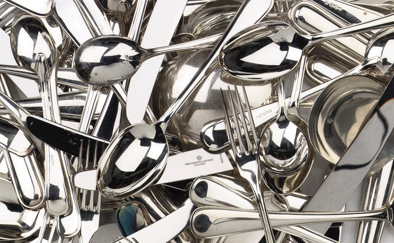 A Dutch silver flatware service