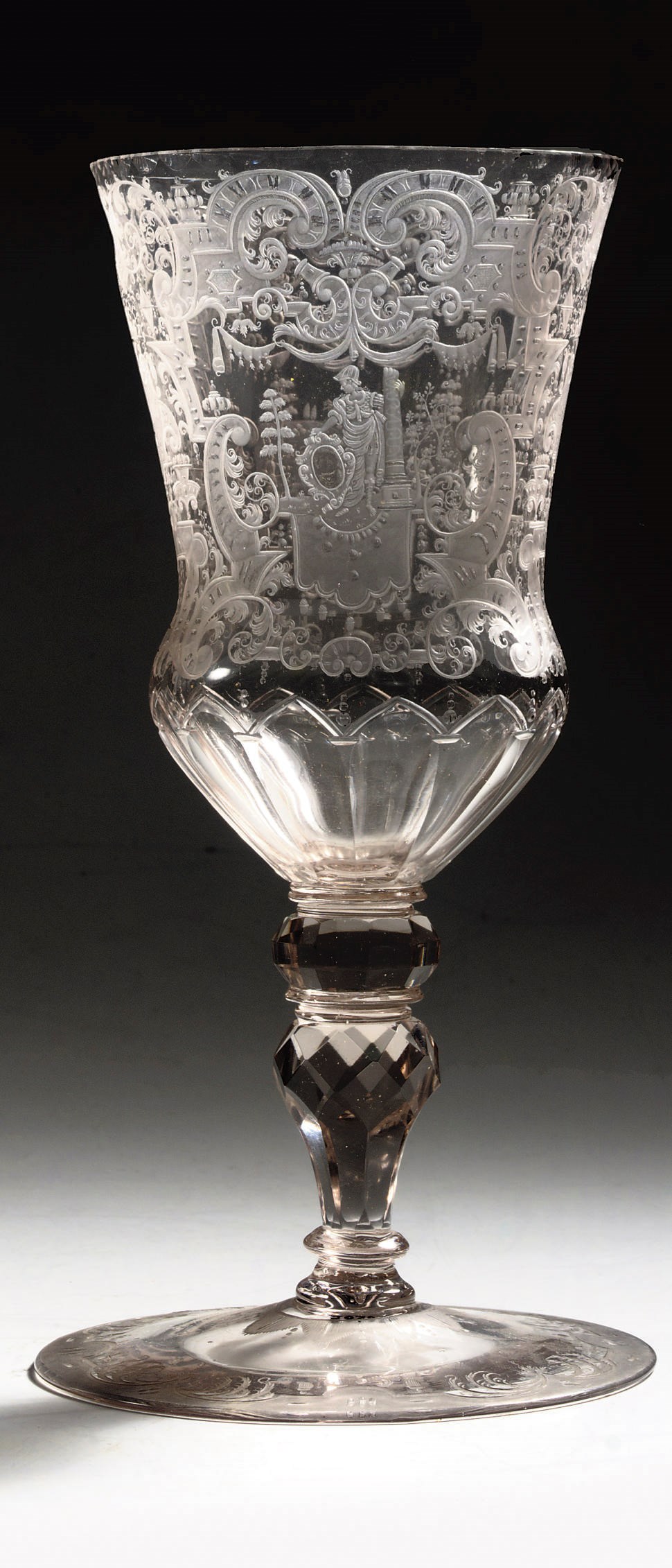 A large engraved Silesian goblet