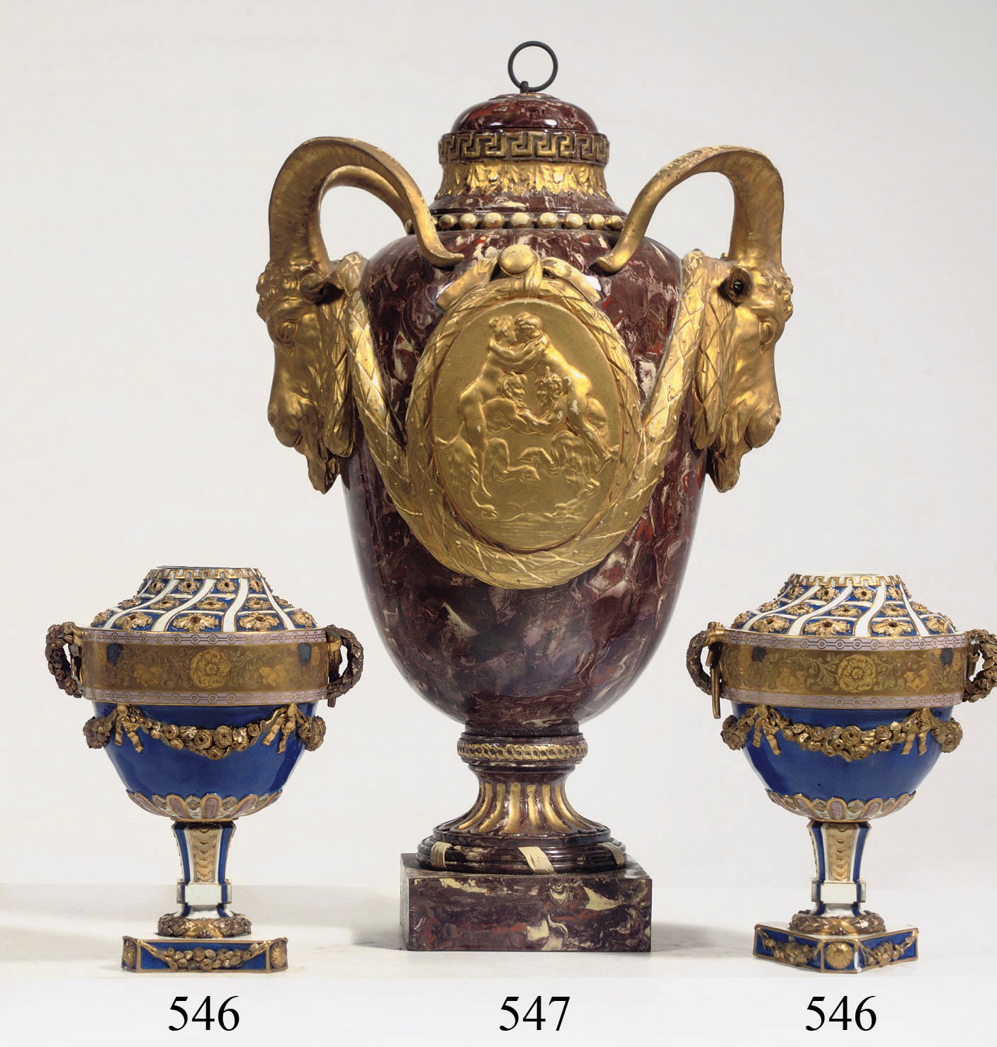 A Kassel earthenware two-handled presentation vase and cover