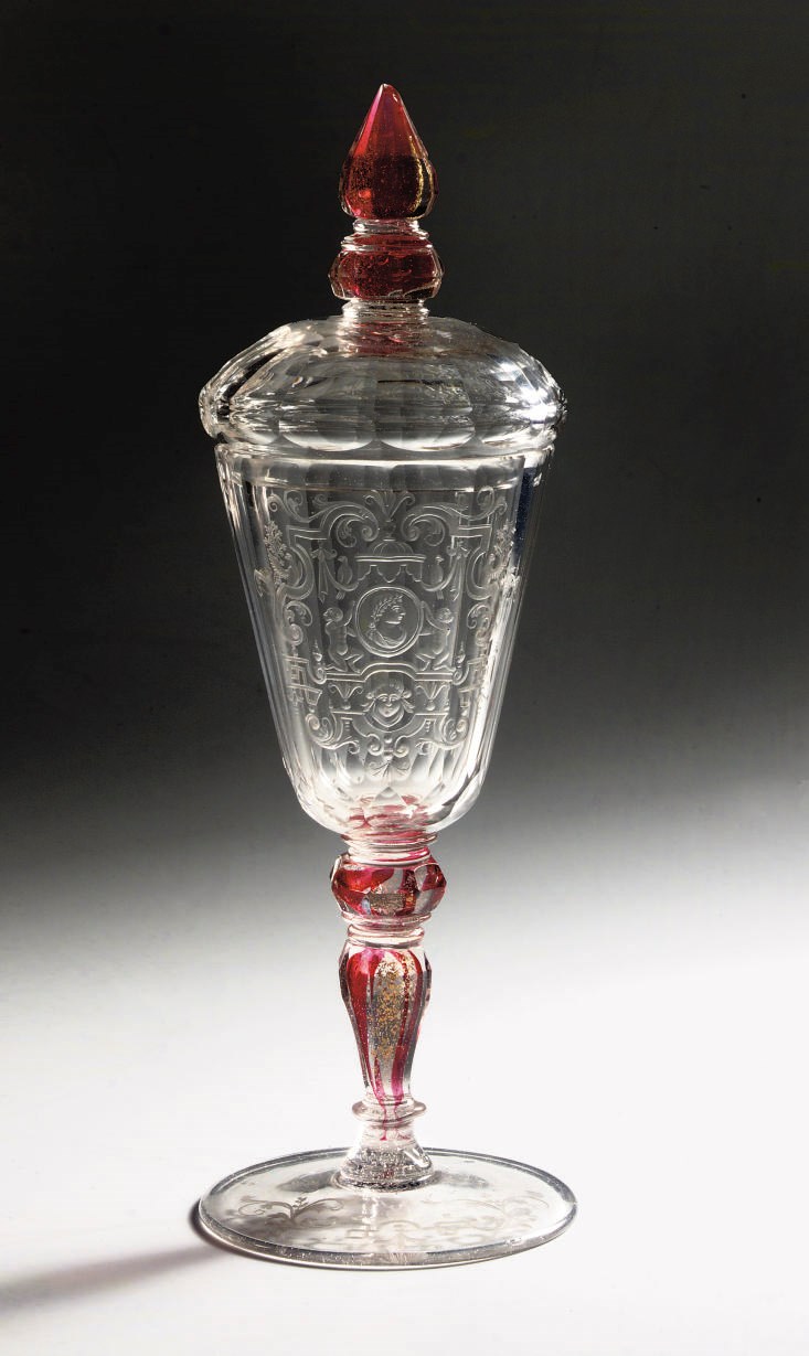 An engraved Silesian goblet and cover