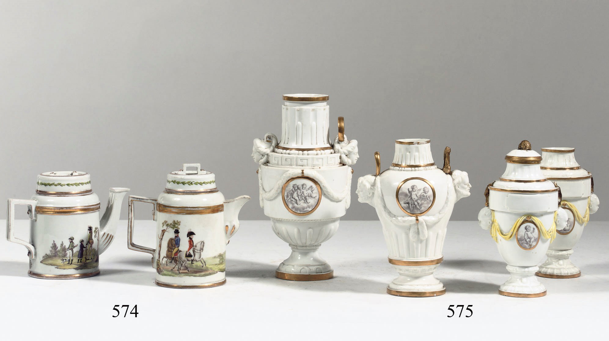 A pair and two Höchst porcelain vases