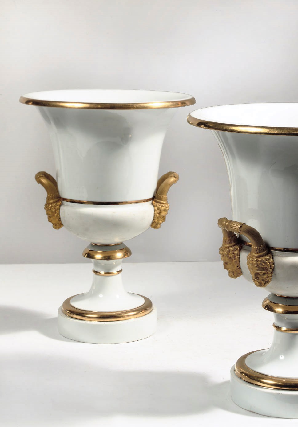 A pair of Meissen porcelain Campana-shaped vases