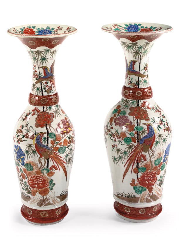 A pair of Japanese baluster vases