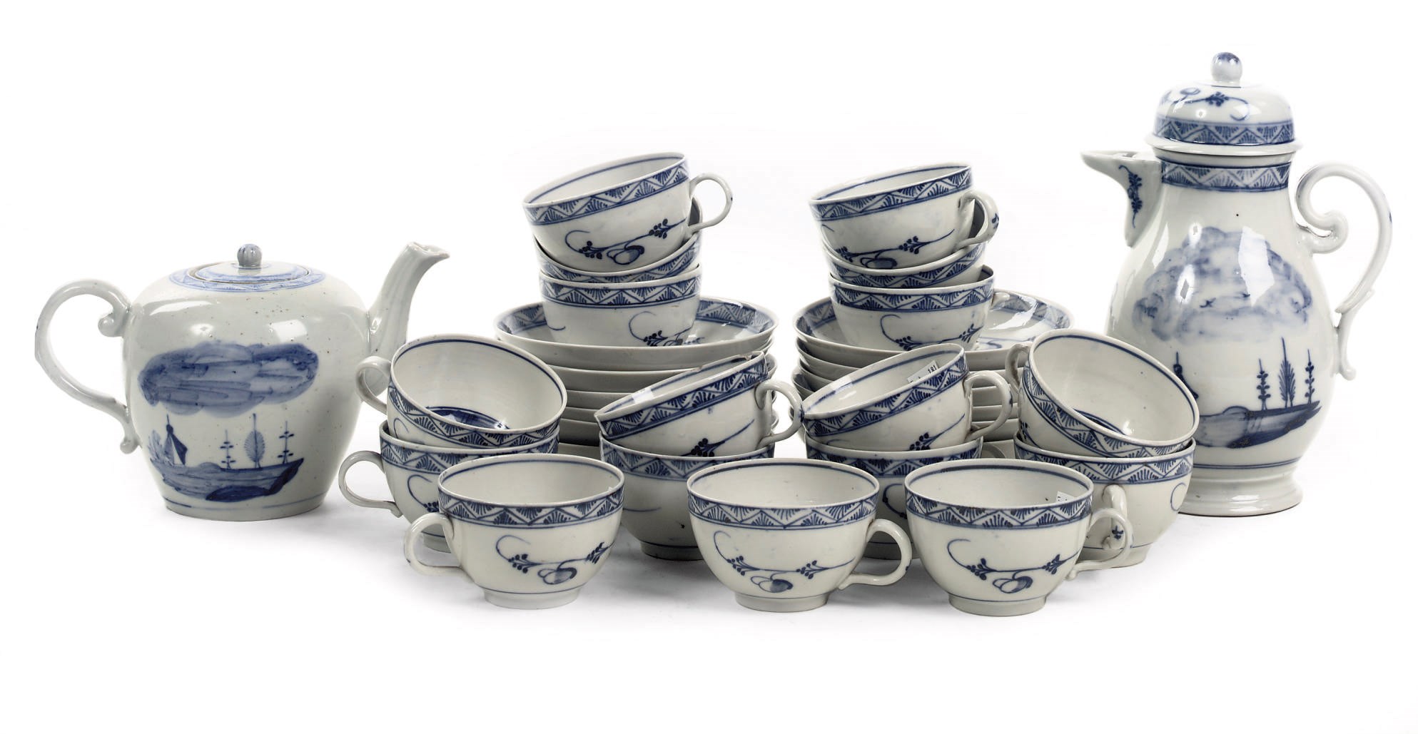 A Thüringen porcelain blue and white coffee- and tea-service
