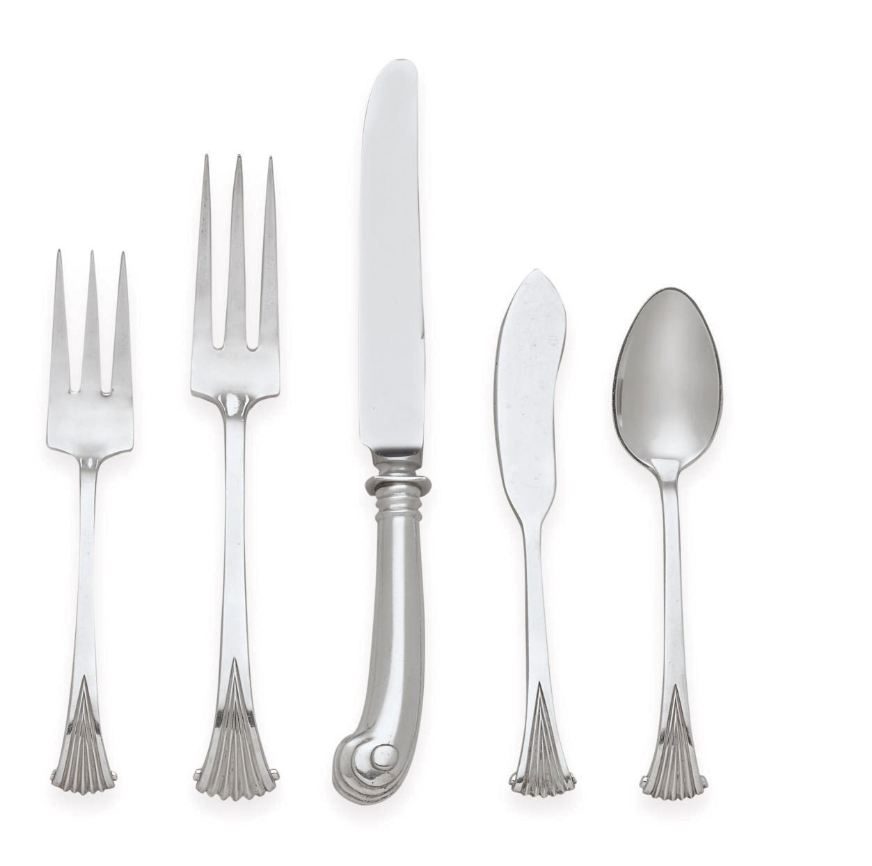 A SILVER FLATWARE SERVICE
