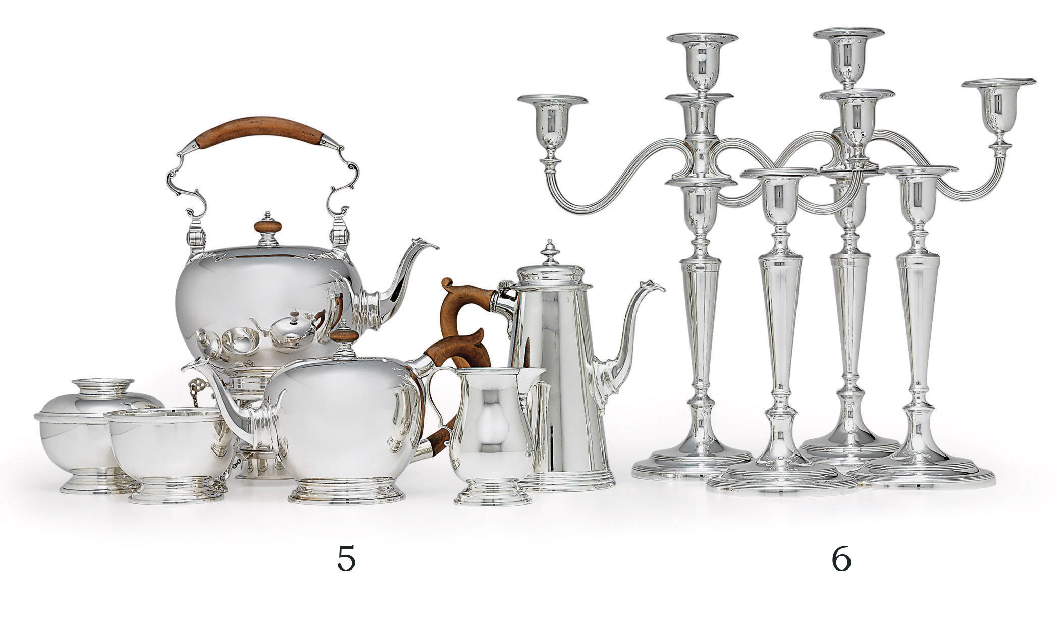 A SIX-PIECE SILVER TEA AND COFFEE SERVICE