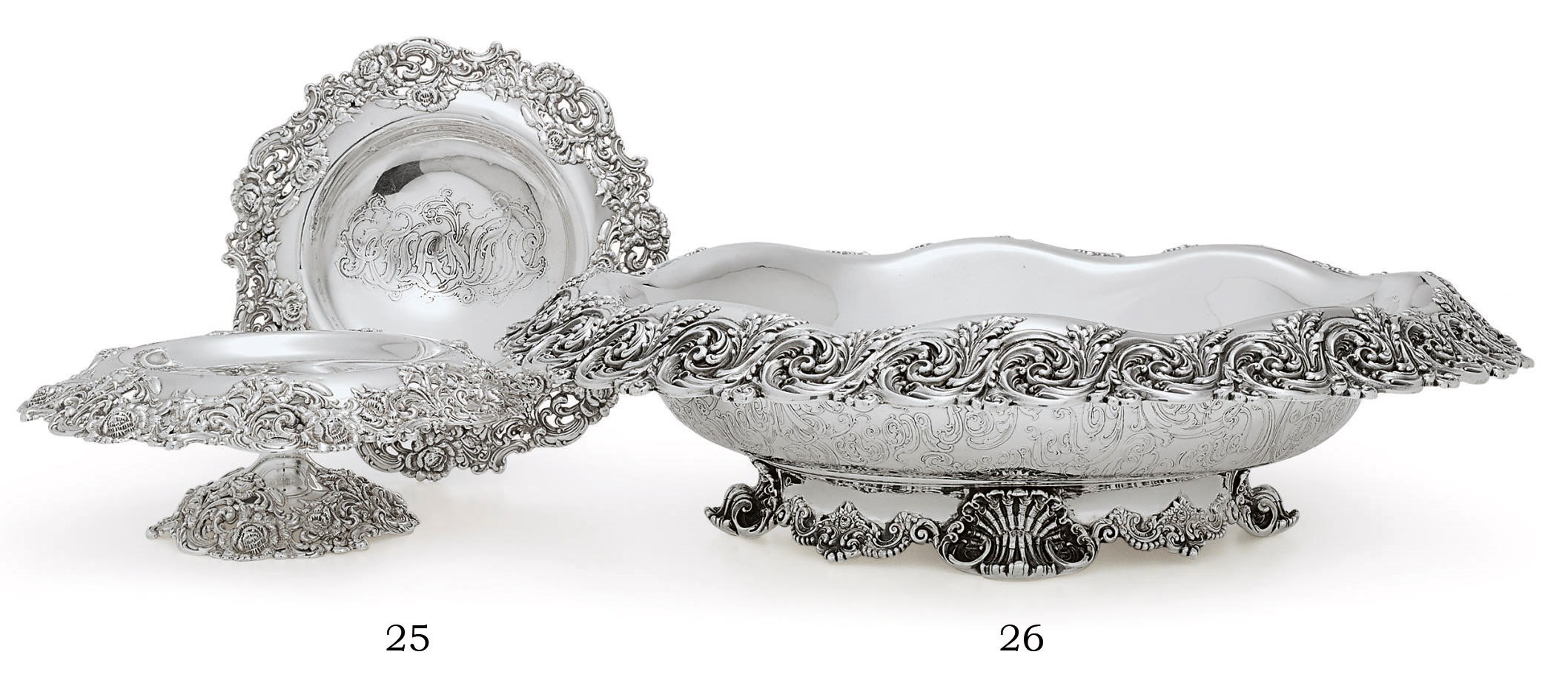 A PAIR OF SILVER COMPOTES