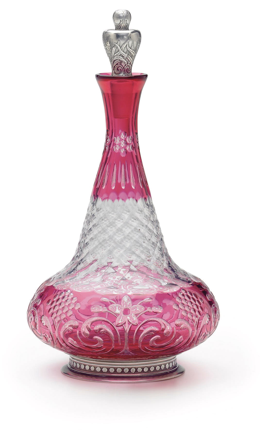 A SILVER-MOUNTED COLORED GLASS FLASK FROM THE COLUMBIAN EXPOSITION