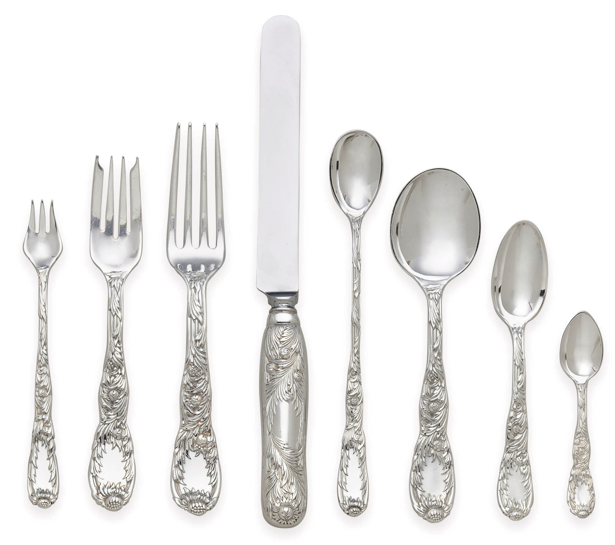 A SILVER FLATWARE SERVICE