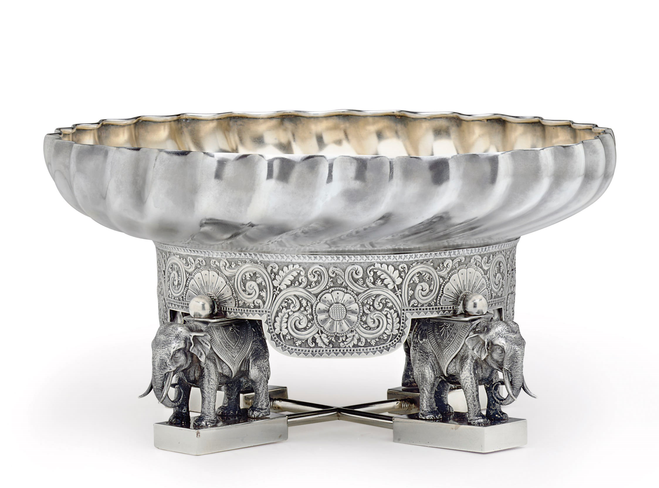 A SILVER CENTERPIECE BOWL