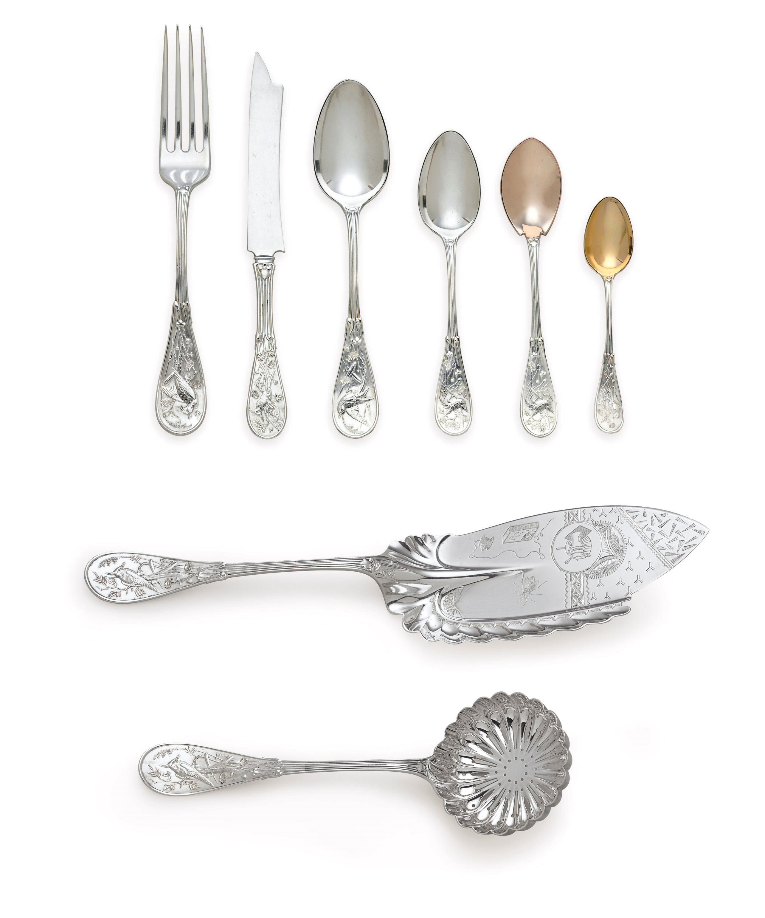A RARE SILVER FLATWARE SERVICE