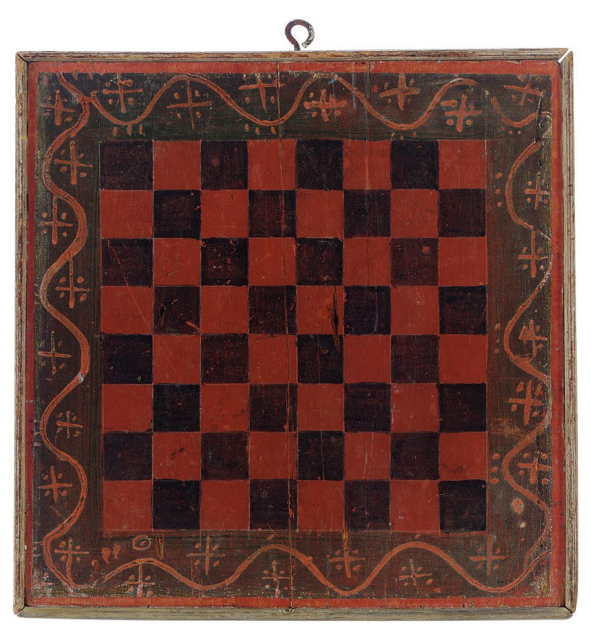 A PAINT-DECORATED CHECKERBOARD