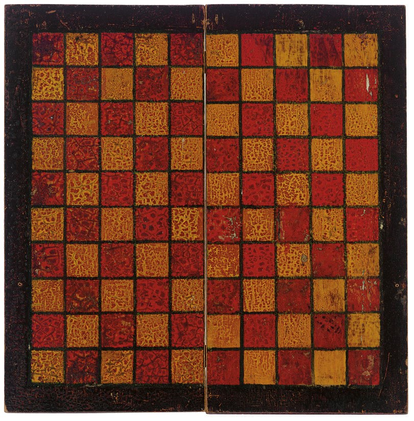A PAINT-DECORATED DOUBLE-SIDED GAME BOARD