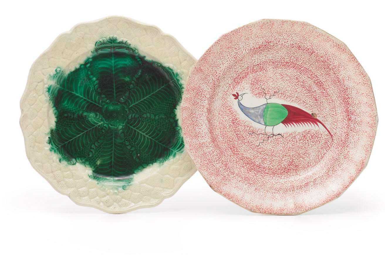 A STAFFORDSHIRE PEARLWARE CAULIFLOWER PLATE