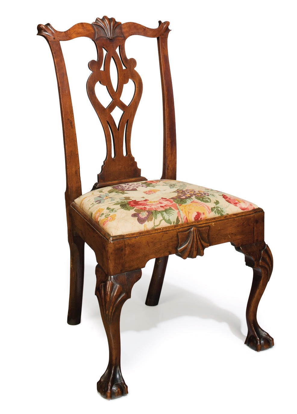 A CHIPPENDALE MAHOGANY SIDE CHAIR