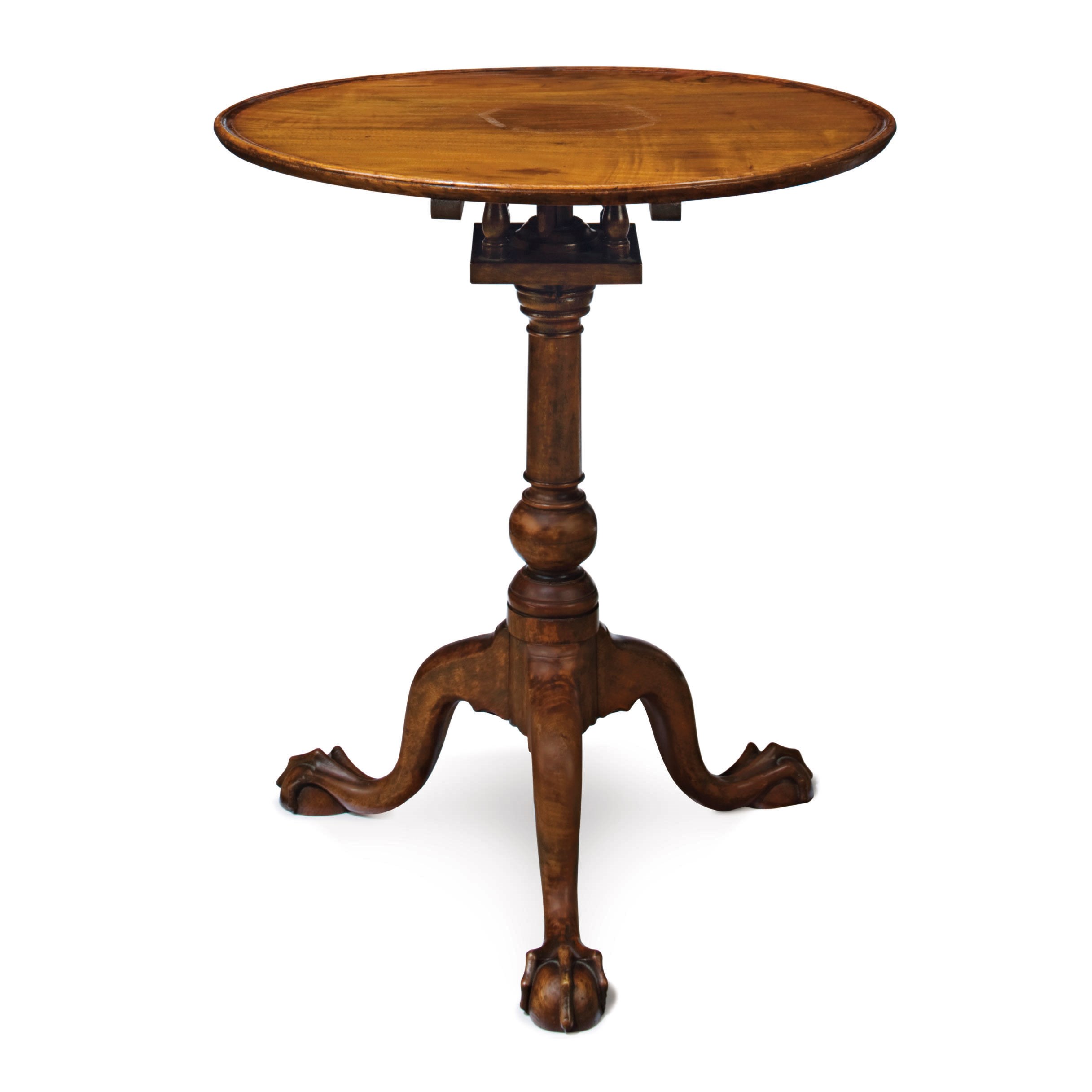 A CHIPPENDALE WALNUT TILT-TOP CANDLESTAND