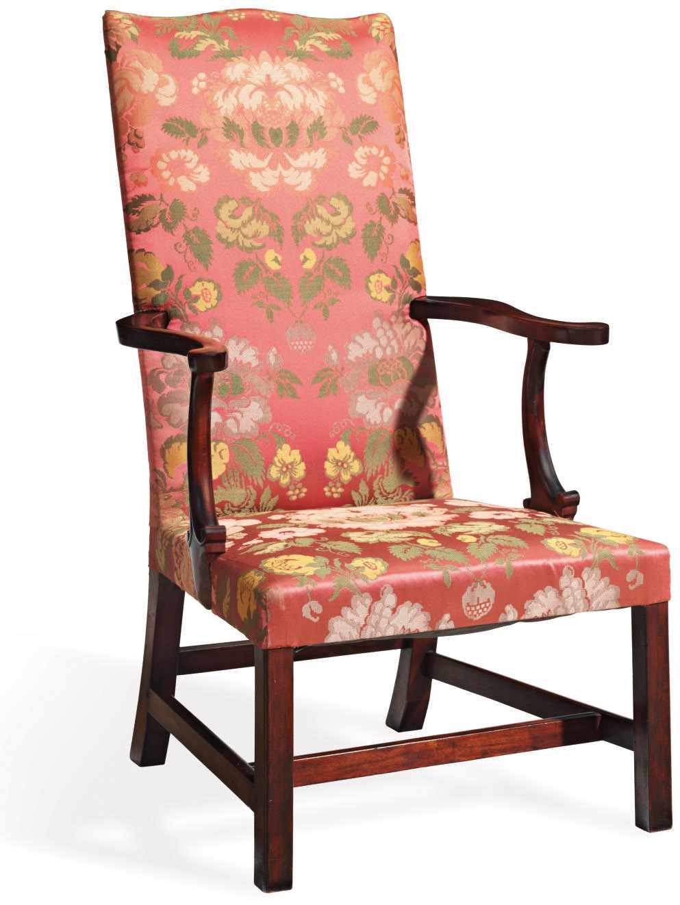 A CHIPPENDALE MAHOGANIZED LOLLING CHAIR