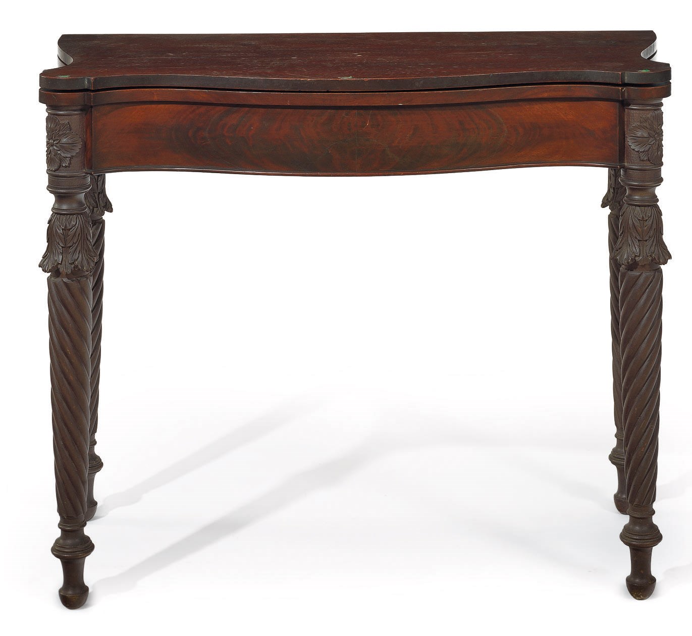 A FEDERAL CARVED MAHOGANY CARD TABLE