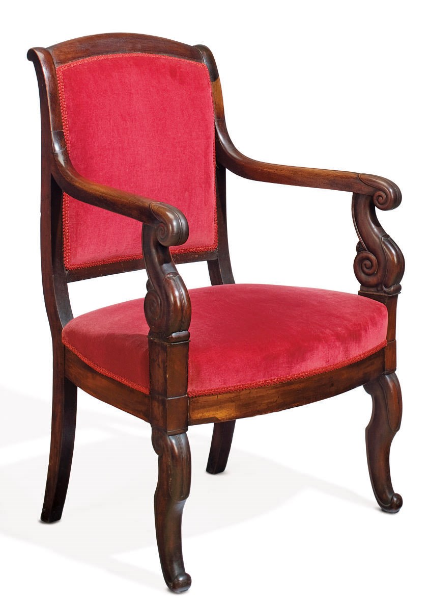 A CLASSICAL MAHOGANY ARMCHAIR