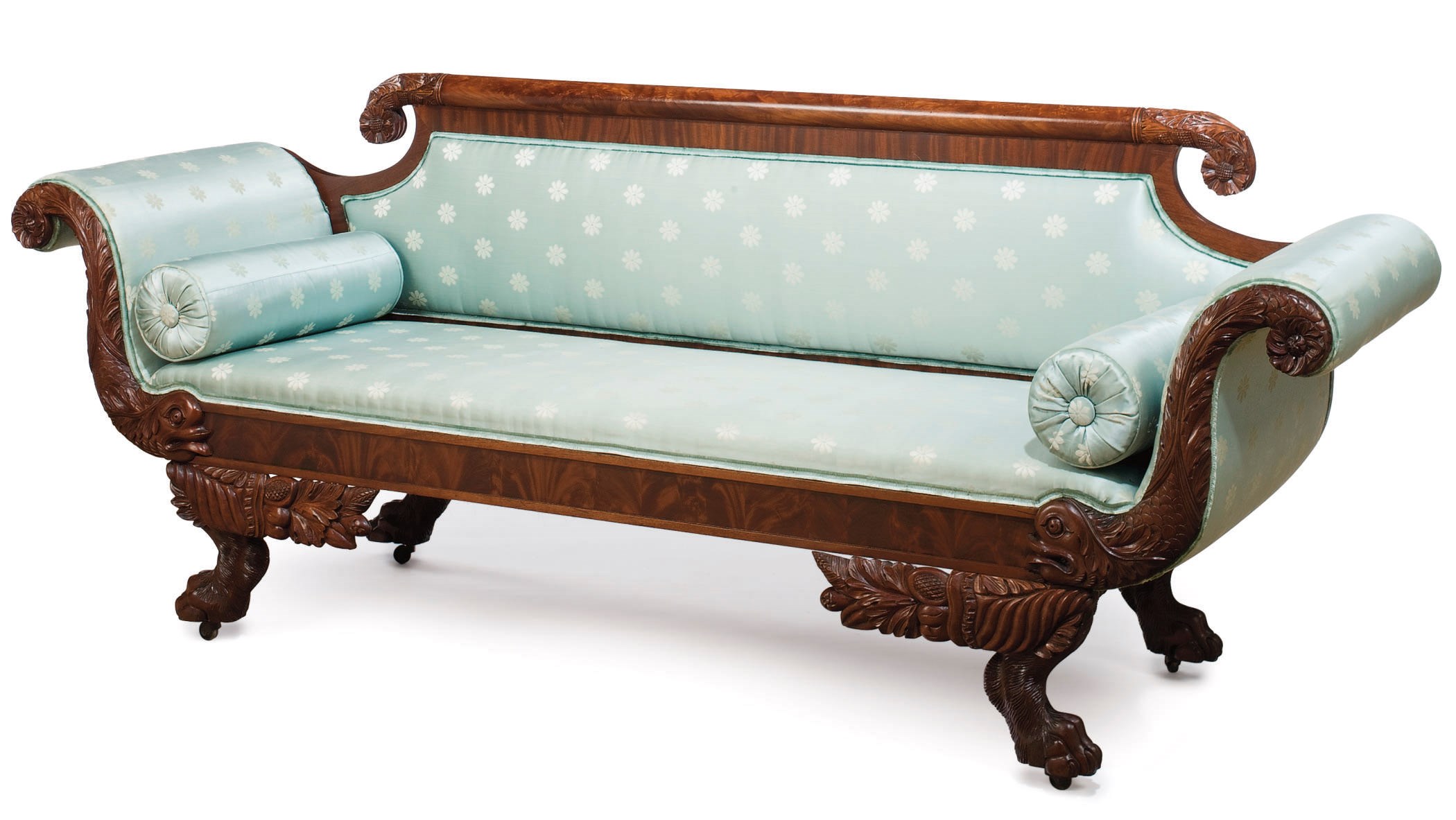 A CLASSICAL CARVED MAHOGANY SOFA