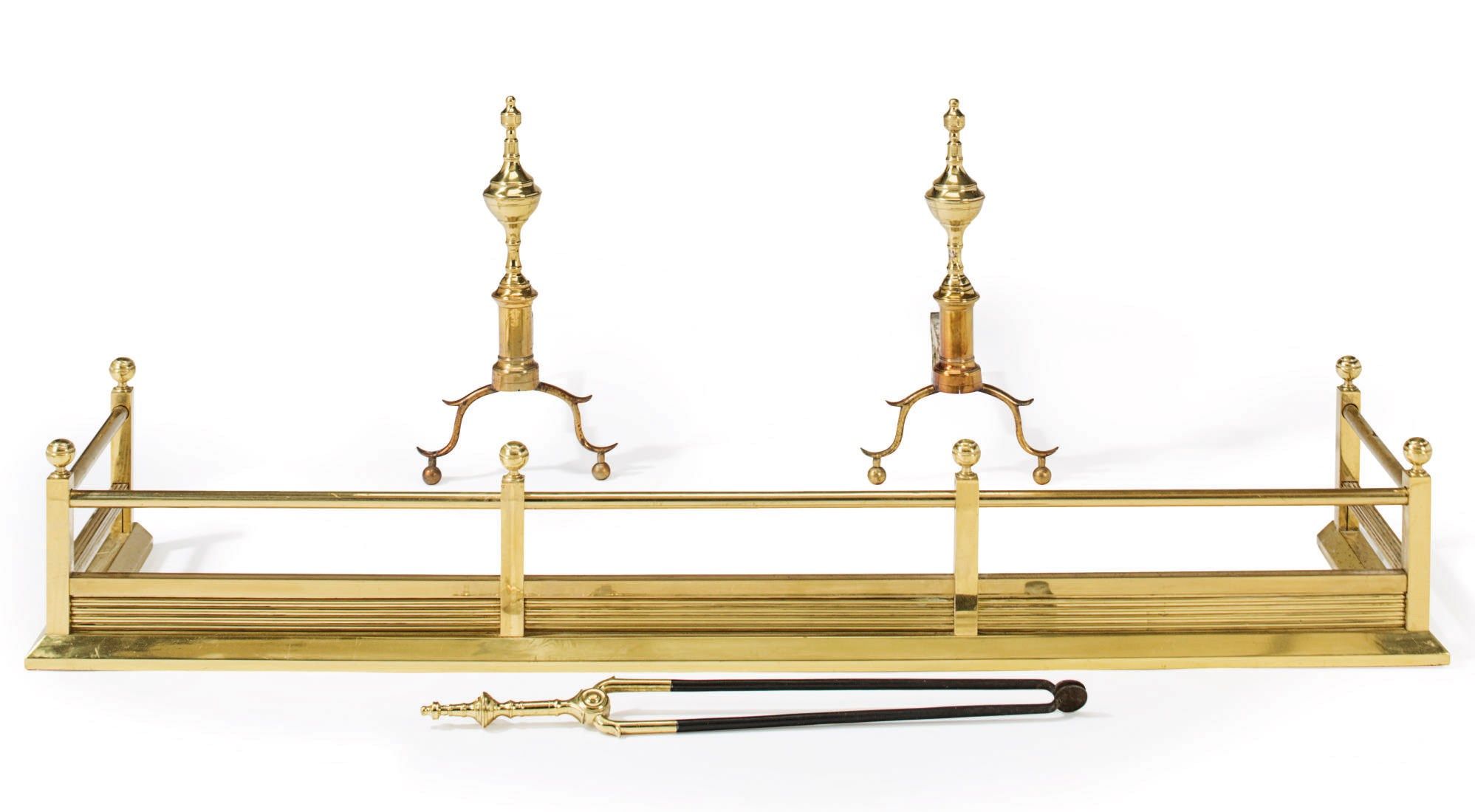 A PAIR OF FEDERAL CAST-BRASS ANDIRONS