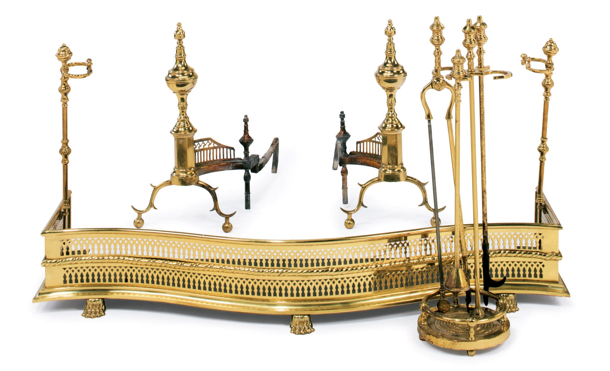 A PAIR OF FEDERAL CAST-BRASS ANDIRONS