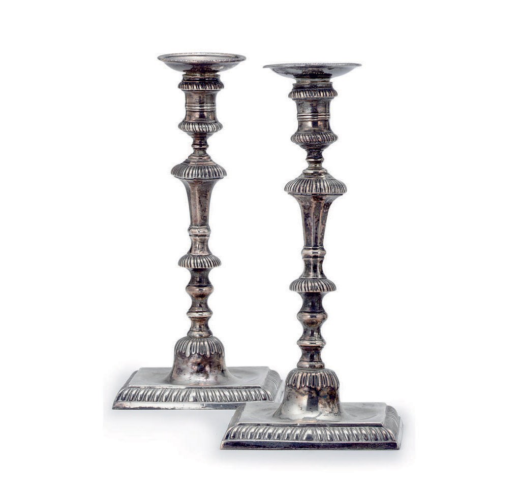 A PAIR OF PAKTONG CANDLESTICKS