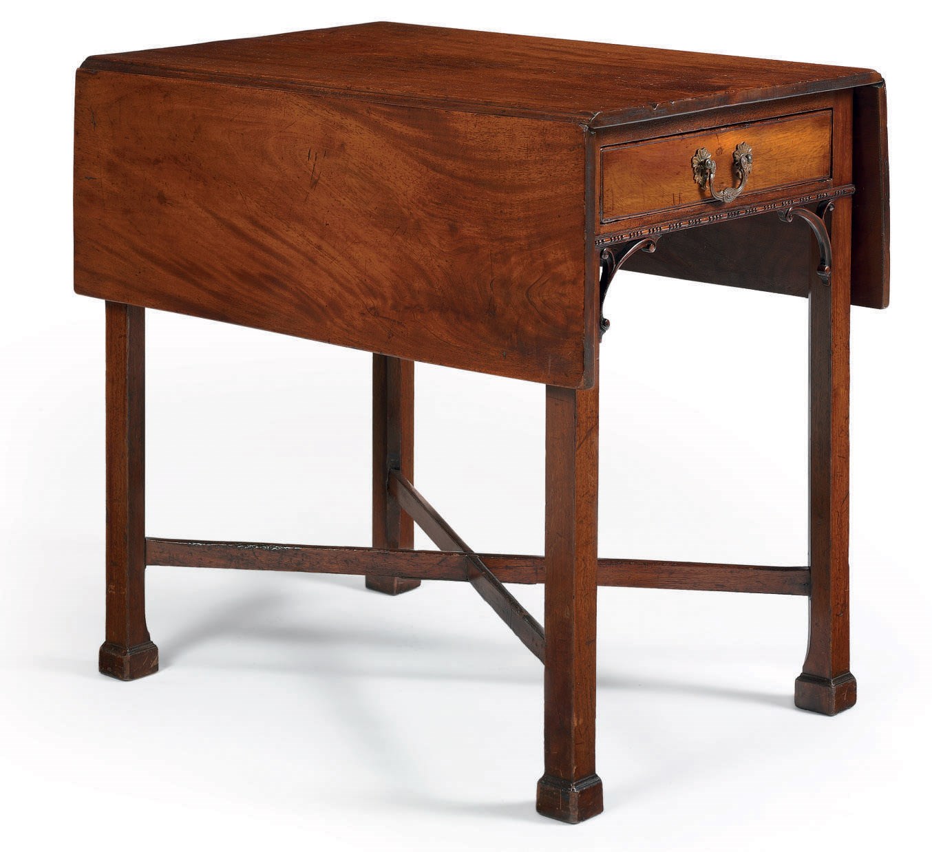 A CHIPPENDALE FIGURED MAHOGANY ONE-DRAWER PEMBROKE TABLE