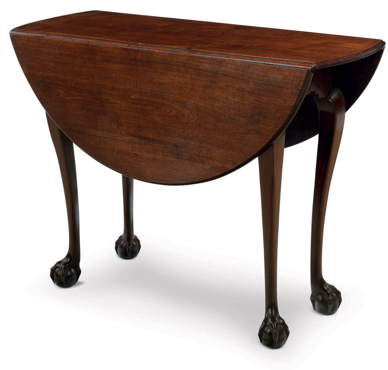 A CHIPPENDALE CARVED MAHOGANY DROP-LEAF TABLE