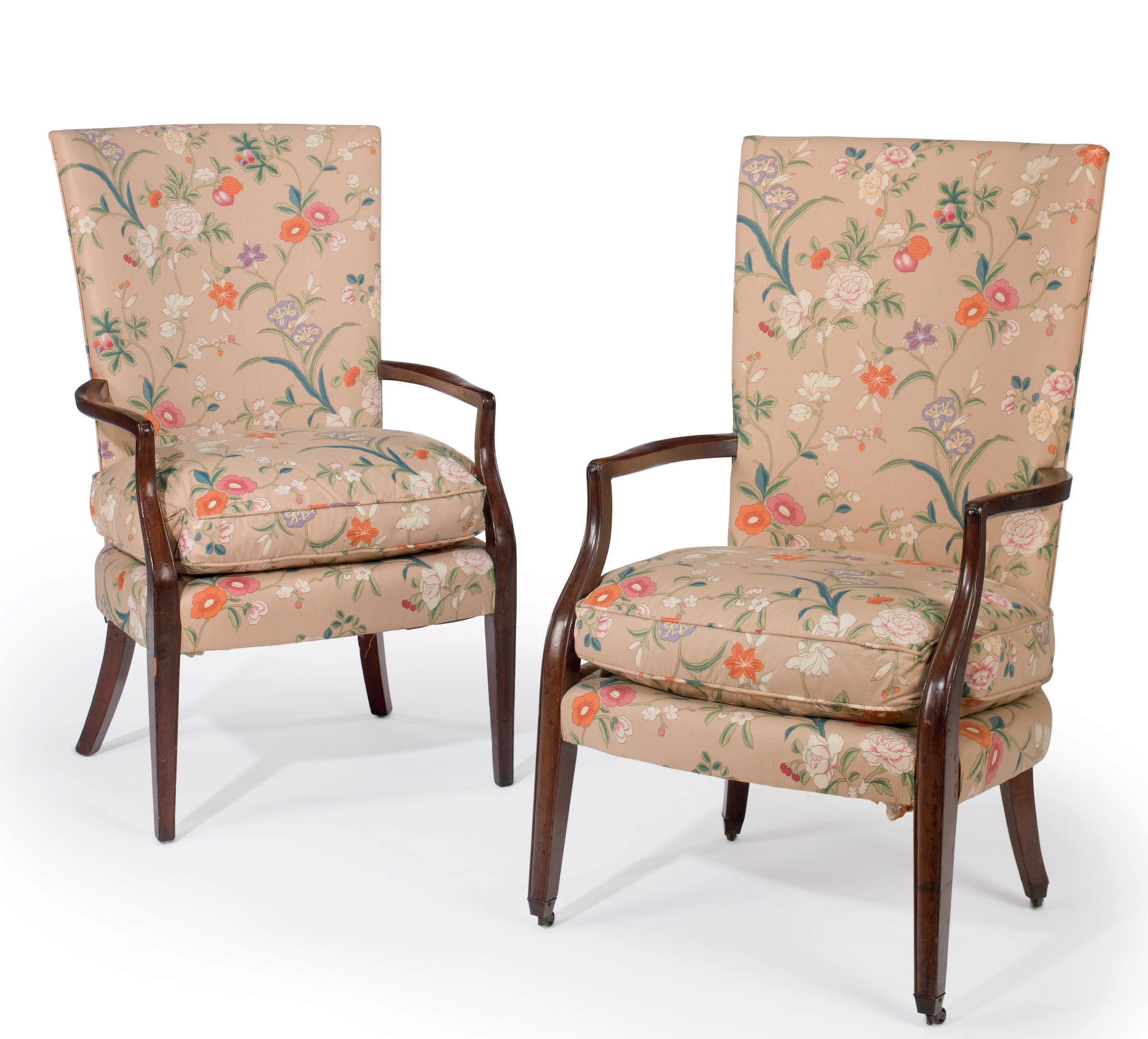 TWO SIMILAR MAHOGANY LOLLING CHAIRS