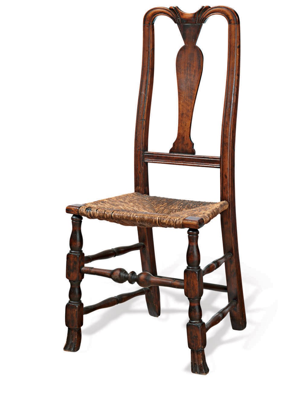 A QUEEN ANNE MAPLE RUSH-SEAT SIDE CHAIR
