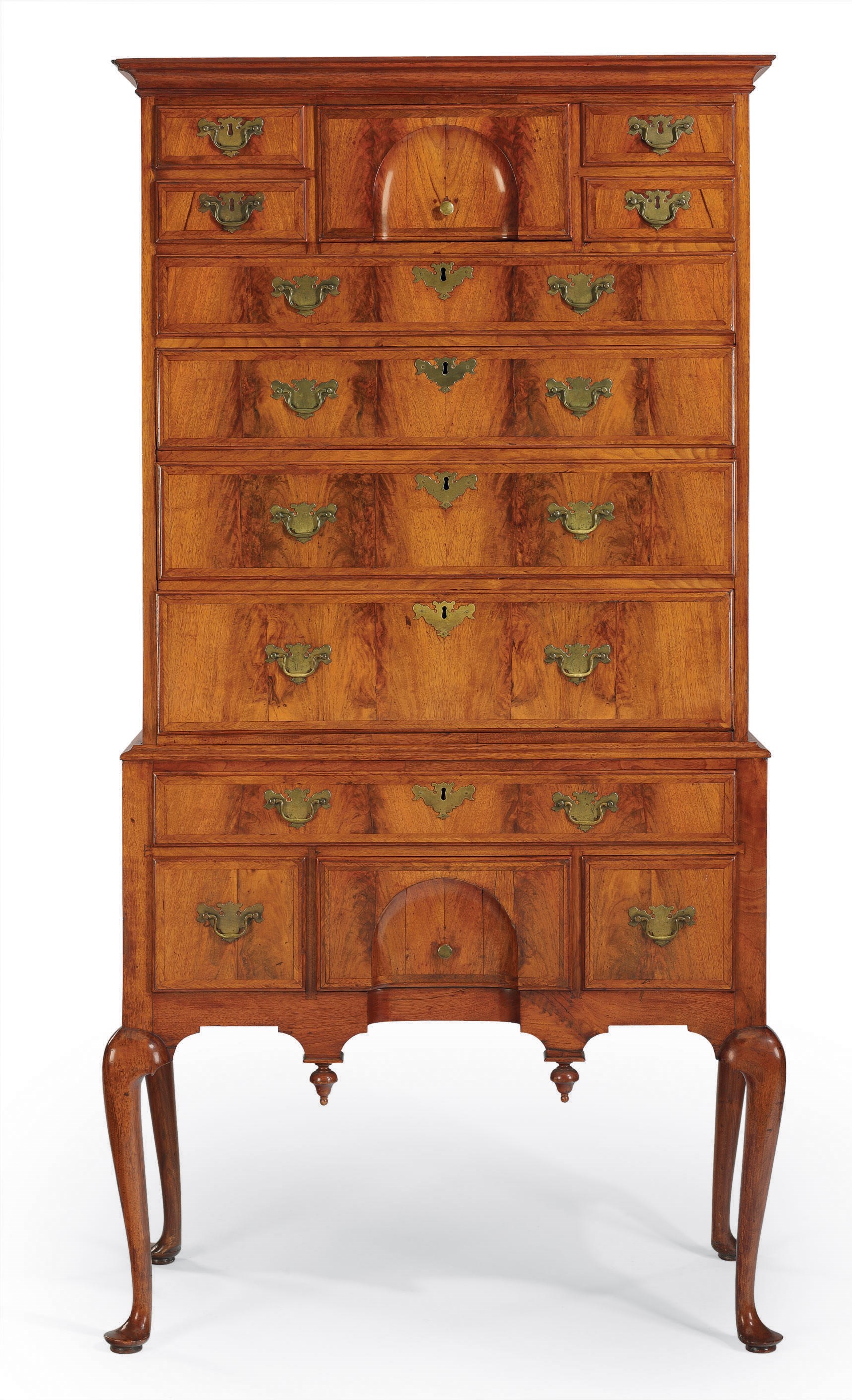 A QUEEN ANNE WALNUT-VENEERED HIGH CHEST-OF-DRAWERS