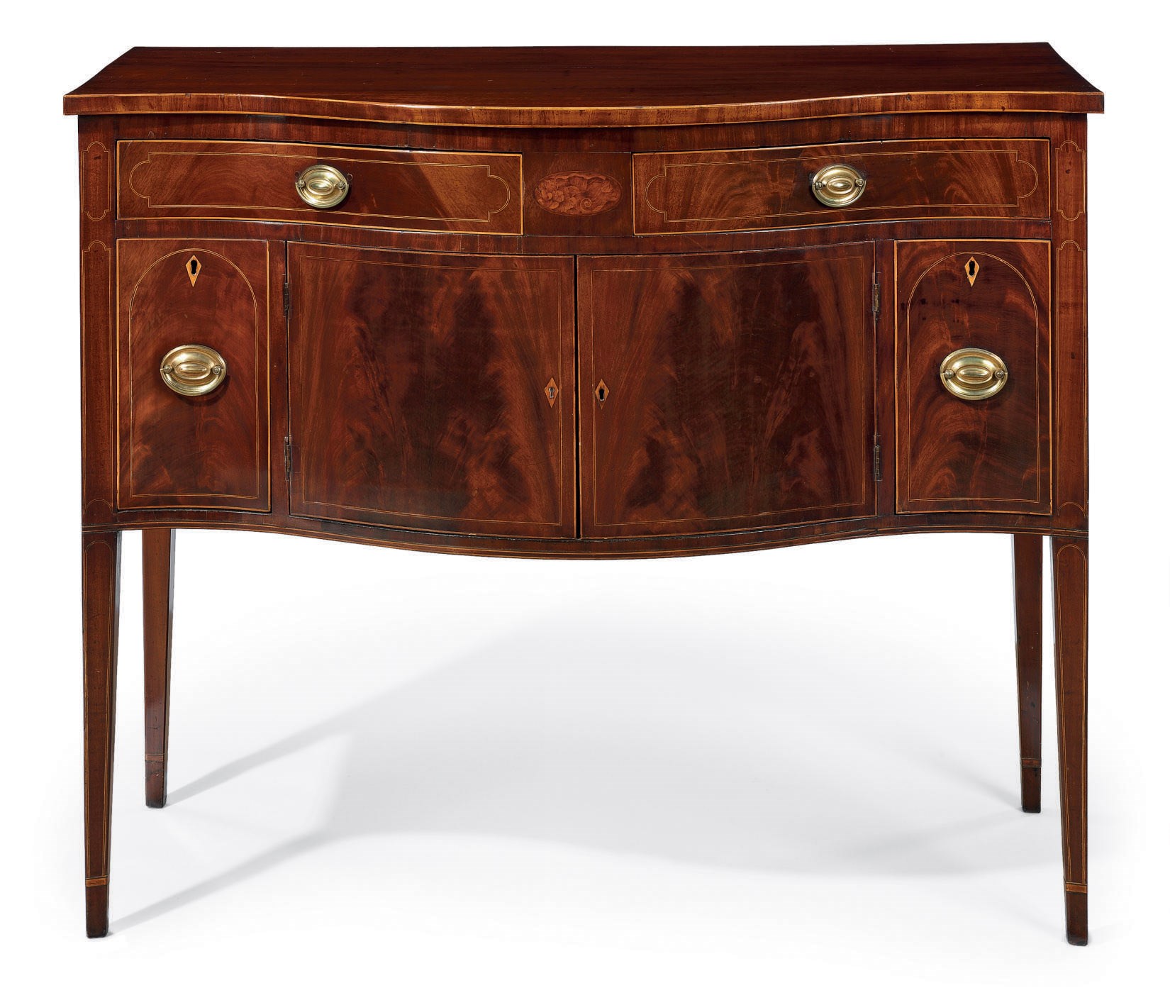 A FEDERAL INLAID-MAHOGANY SERPENTINE-FRONT SIDEBOARD