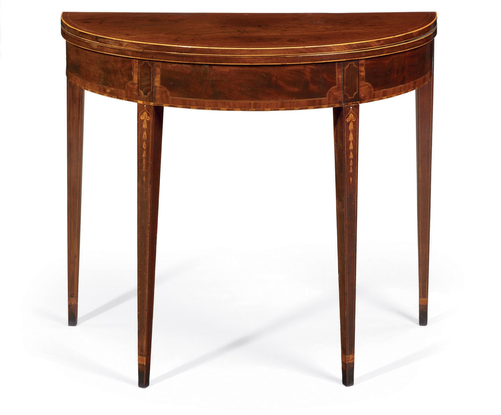 A FEDERAL INLAID AND FIGURED MAHOGANY CARD TABLE