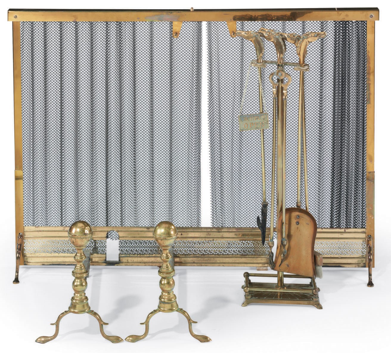 A PAIR OF FEDERAL CAST-BRASS ANDIRONS