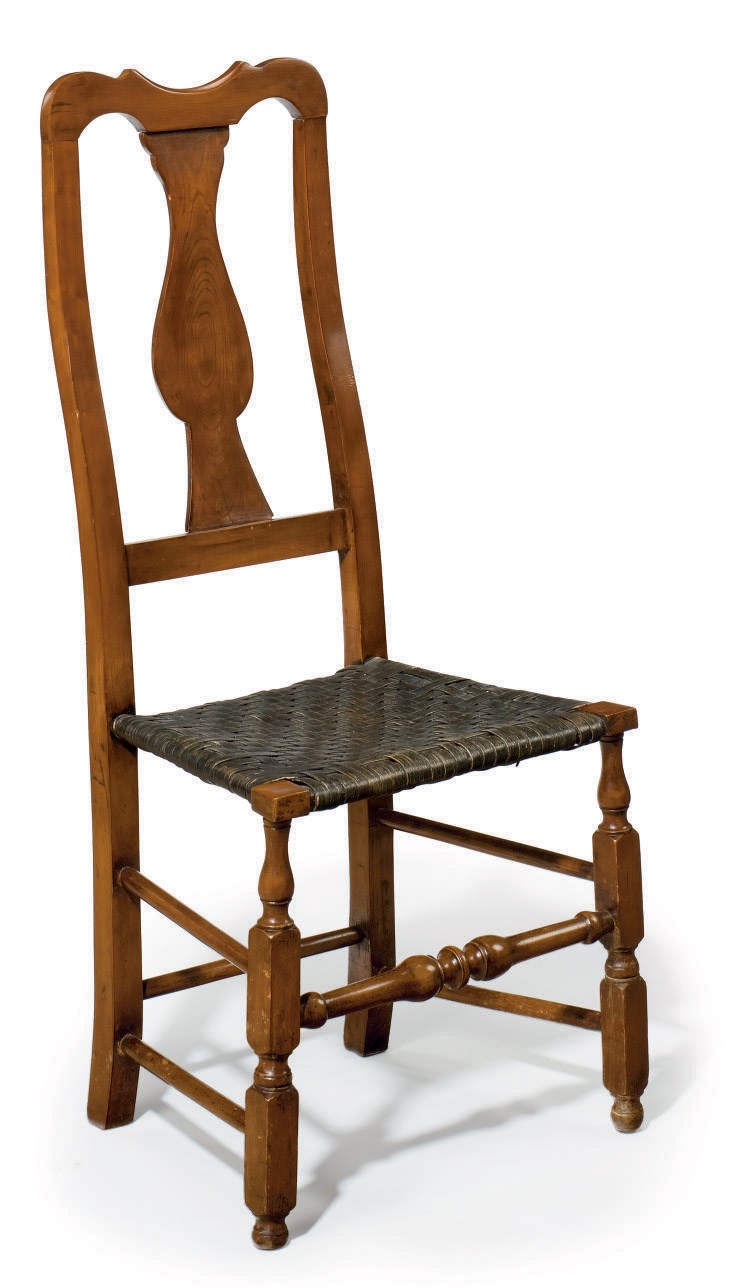 A QUEEN ANNE MAPLE SPLINT-SEAT SIDE CHAIR