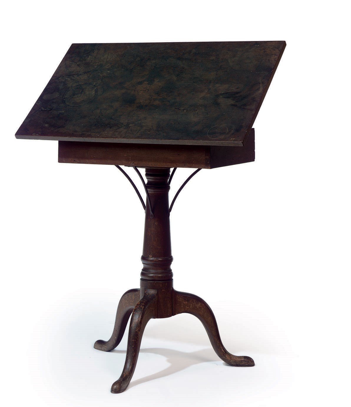 A QUEEN ANNE TURNED MAHOGANY WRITING DESK