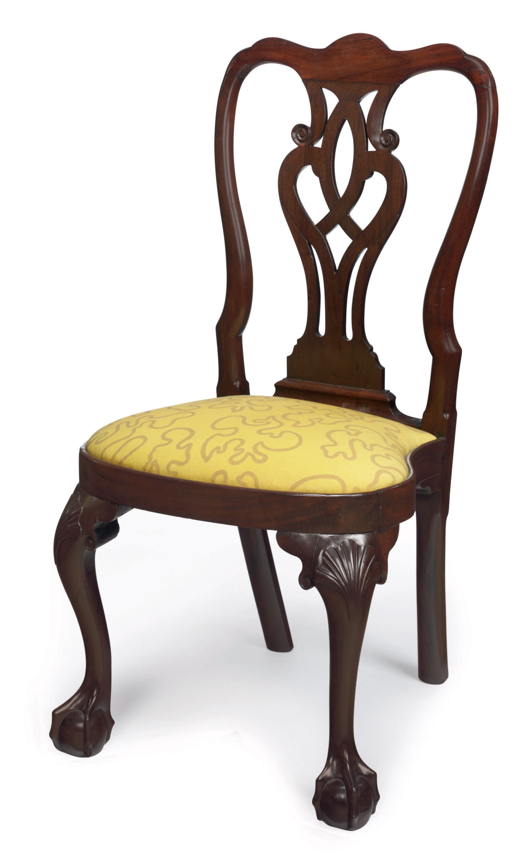 THE BENJAMIN FRANKLIN QUEEN ANNE CARVED MAHOGANY BALLOON SEAT SIDE CHAIR