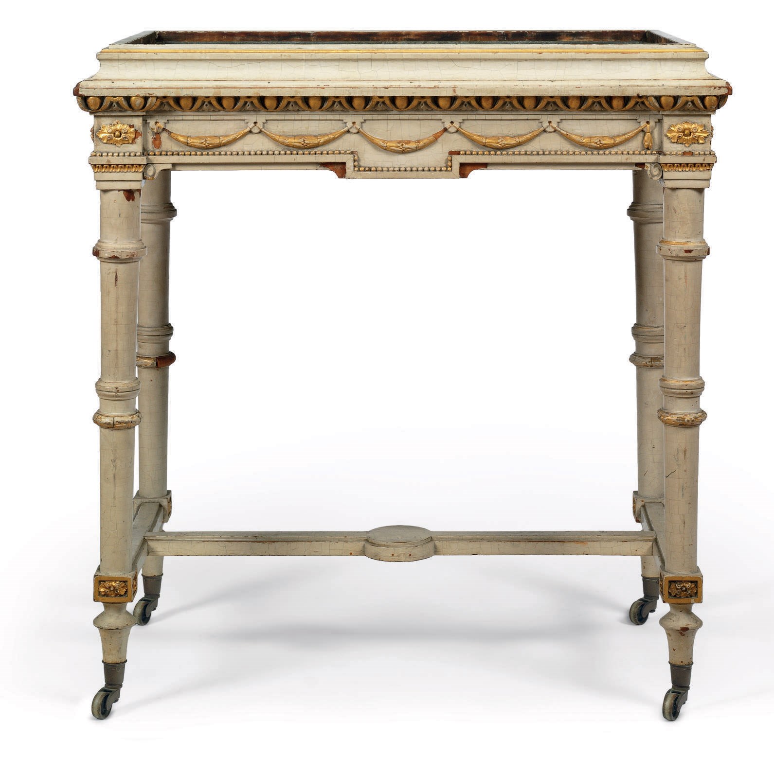 A FEDERAL WHITE PAINTED AND PARCEL-GILT PLANT STAND