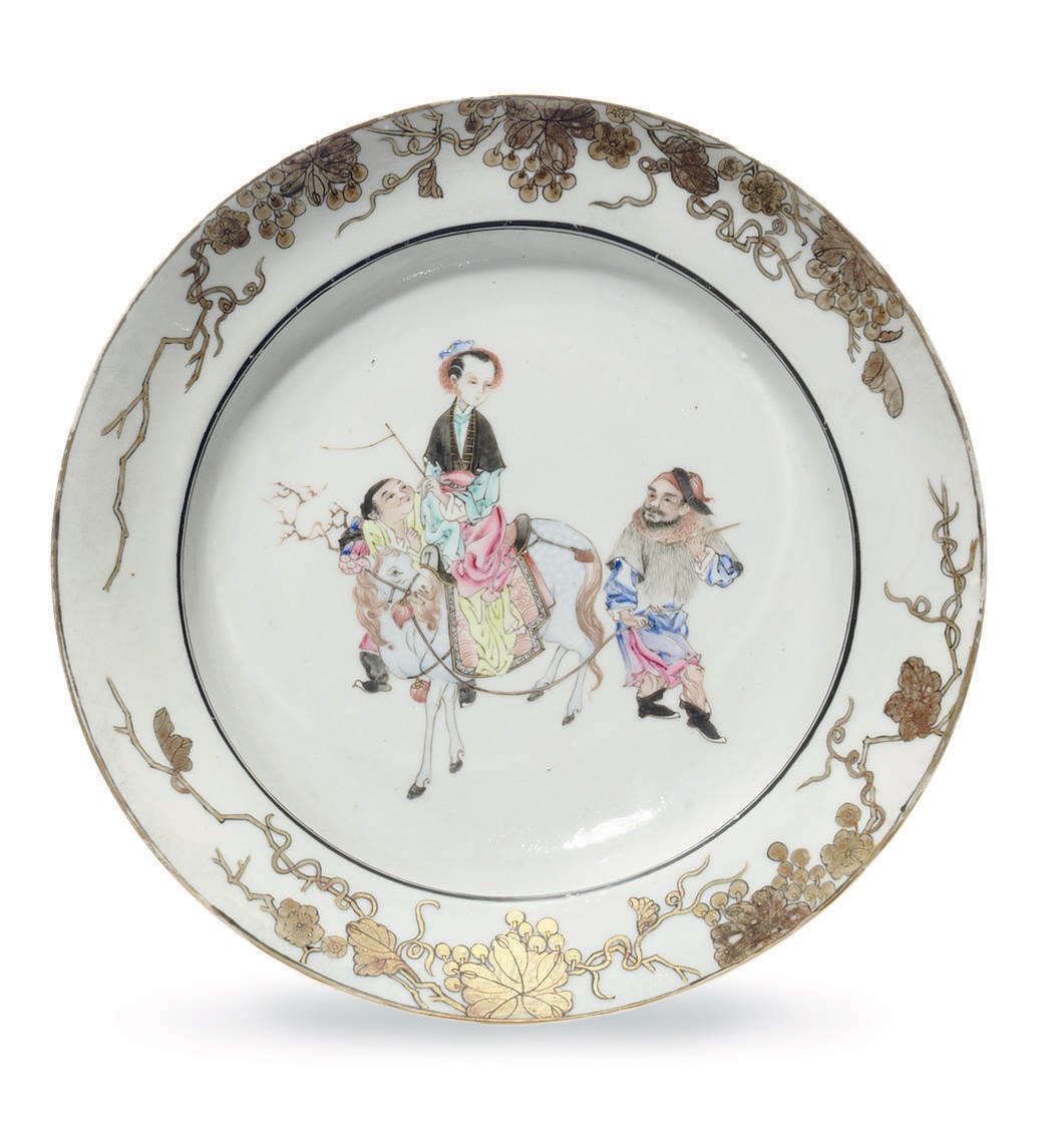 A FAMILLE ROSE SEMI-EGGSHELL SOUP PLATE