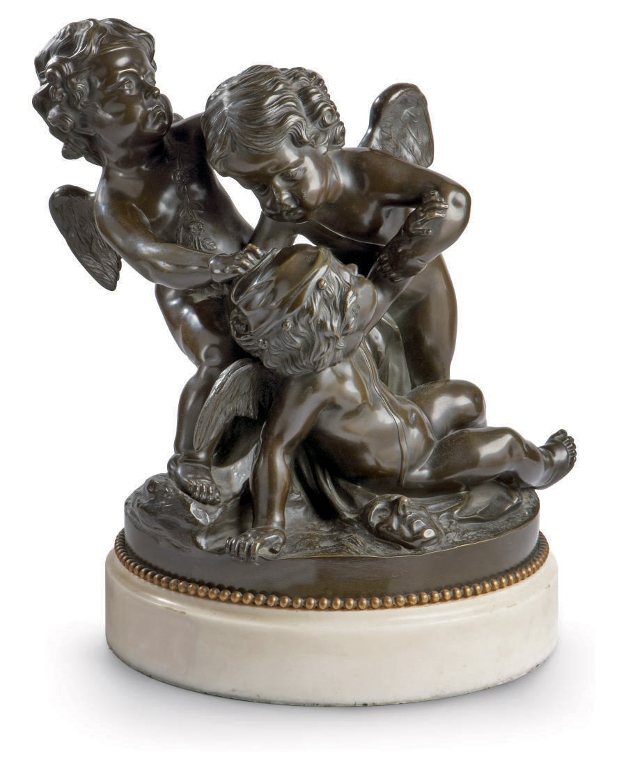 GROUPE EN BRONZE REPRESENTANT L'AMOUR DEMASQUE
