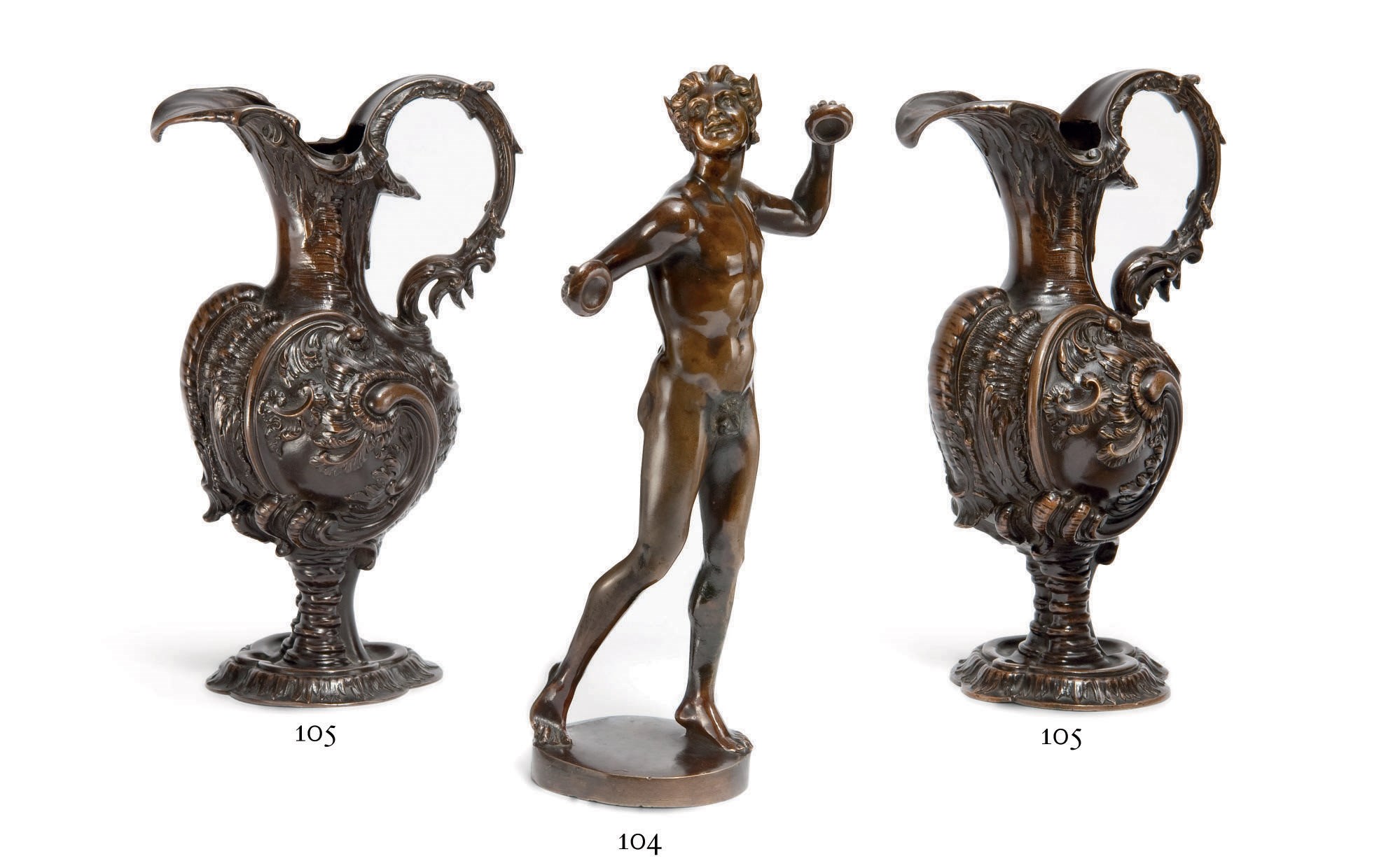 PAIRES D'AIGUIERES EN BRONZE