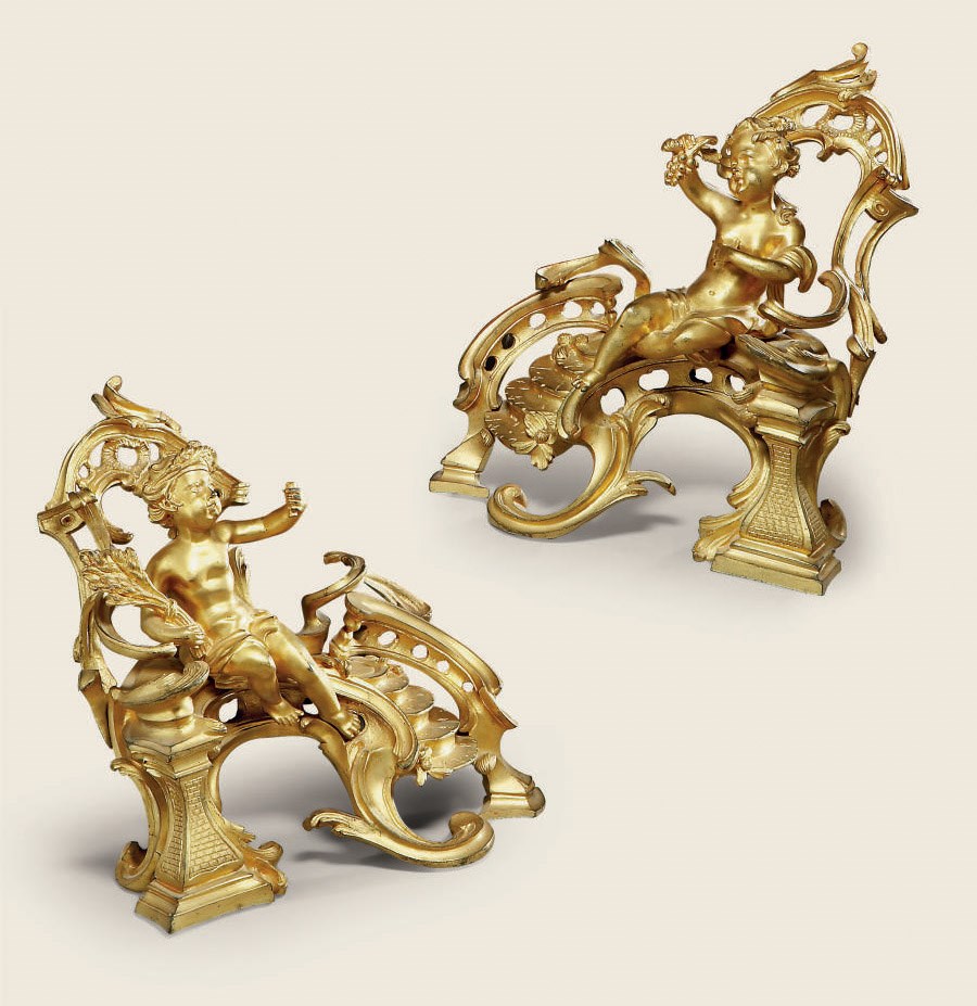 PAIRE DE CHENETS DE STYLE LOUIS XV